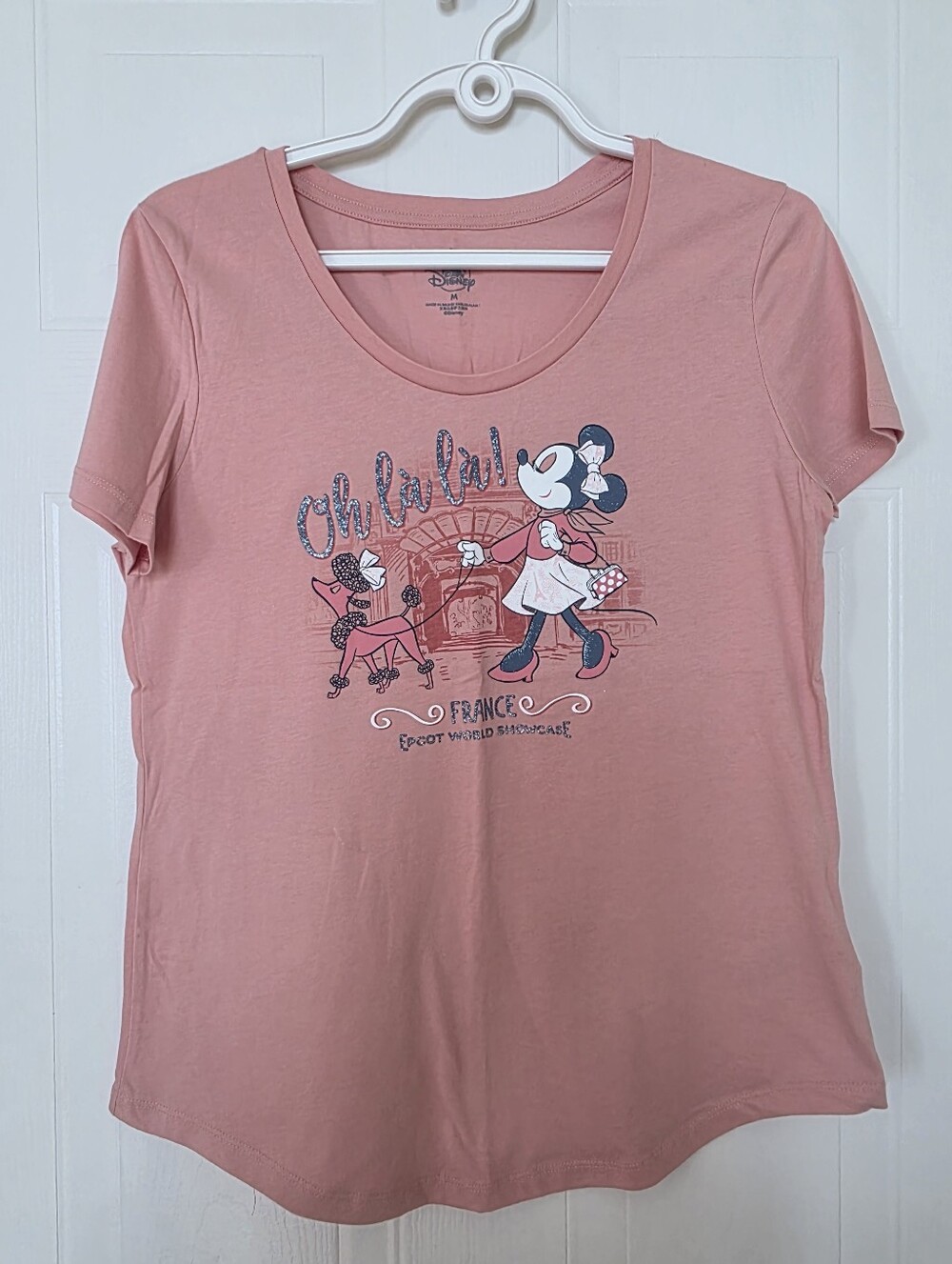Disney Minnie Mouse France Epcot World Showcase Short Sleeve Tee, Pink, Medium